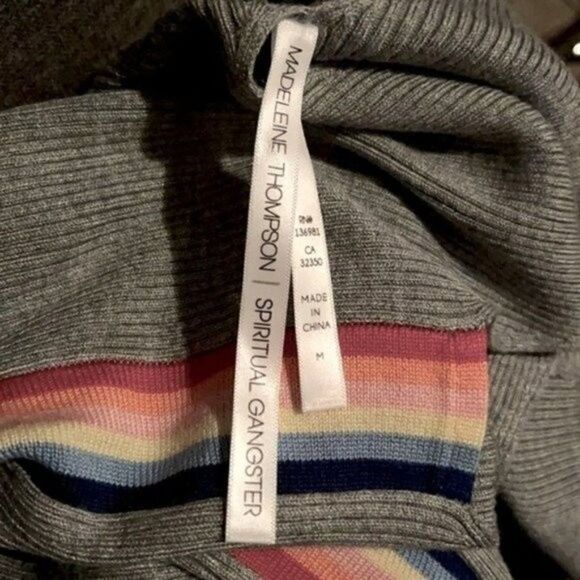 Spiritual Gangster gray ribbed rainbow track jumper sleeveless M boxD - Picture 4 of 6